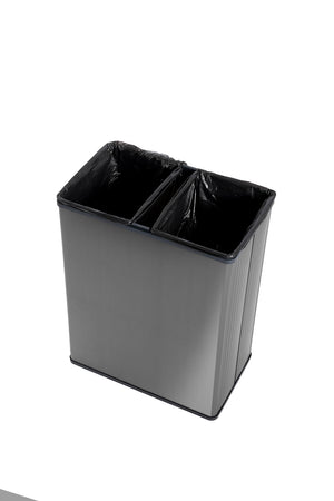 Pattumiera Alta 54L Interno Esterno Keter Verto Recycle 43,5x26,5x68,7 cm con Bordo Copri Sacco in Plastica Grigio Perla