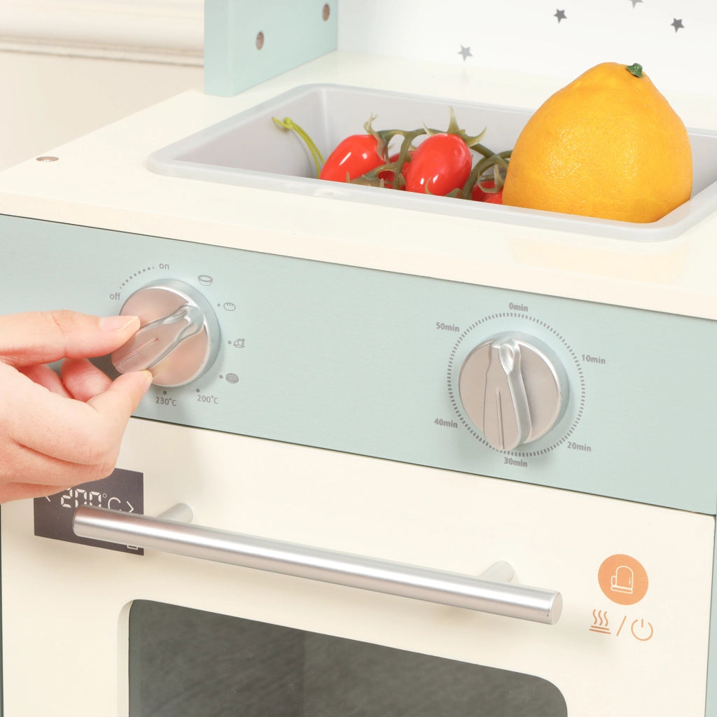 Desviae Cucina giocattolo per bambini con microonde, lavello e accessori blu in MDF e plastica 60 × 29 × 81 cm dai 3 anni