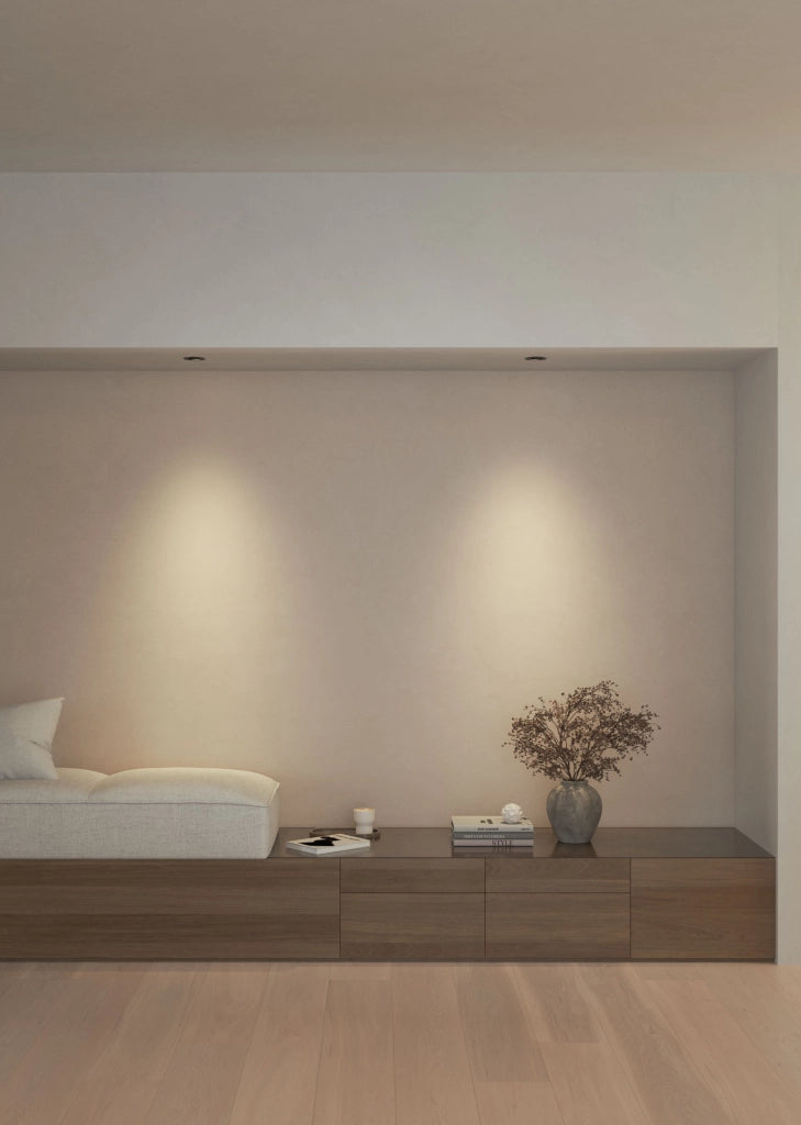 One Recessed Faretto LED da incasso orientabile 50mm con attacco GU10 finitura nero opaco IP20, ideale per illuminazione d'accento di interni