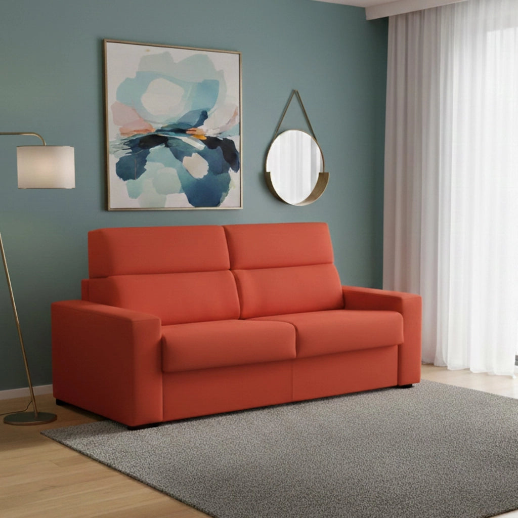Quindici, Divano Letto 3 Posti Sfoderabile Made in Italy, 220x95 cm Arancione