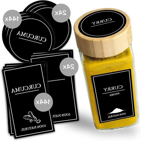 Set di 336 etichette autoadesive per piante con pennarelli - rettangolari e circolari - comprensivo di etichette bianche