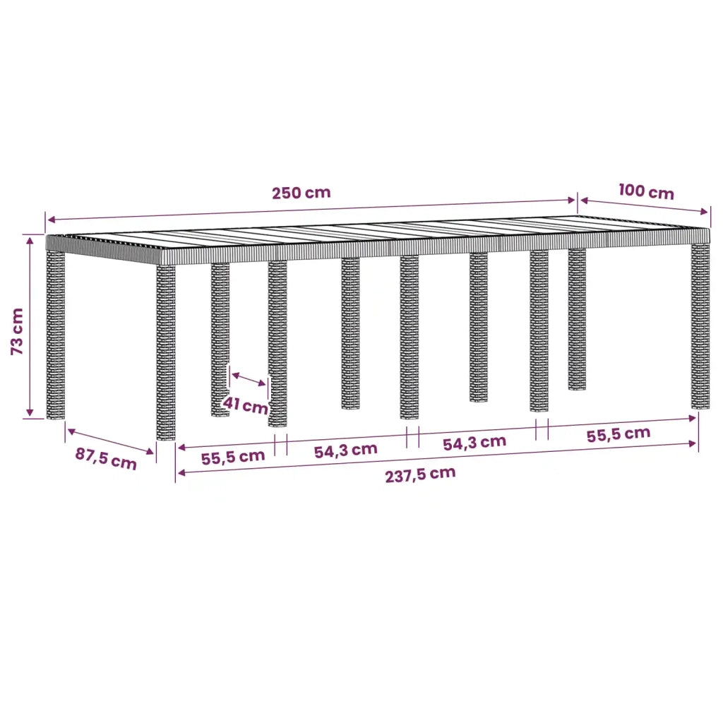 Set da Pranzo per Giardino 11 pz Marrone e Grigio Chiaro PP 3430174