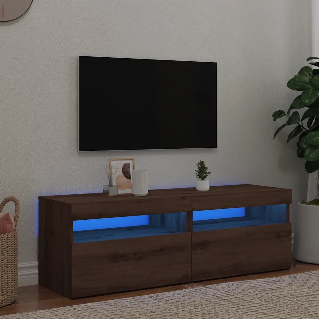 Mobili Porta TV con LED 2 pz Artigianale in Legno Multistrato 856312