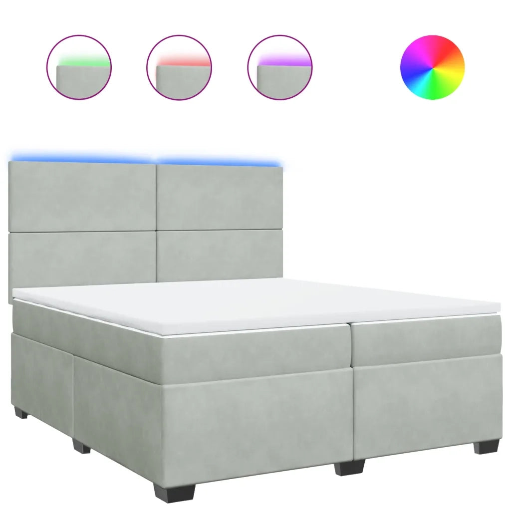 Giroletto a Molle con Materasso Grigio Chiaro 200x200cm Velluto 3293296