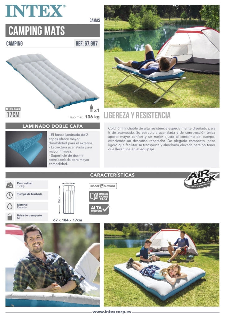 Materasso Gonfiabile Camping Mats Singolo 184 CMX67X17H. Peso 1,70 kg