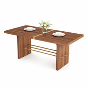 Tavolo da pranzo 6 posti con piano da 4 cm e traversa - in MDF - 180×75×75 cm - noce