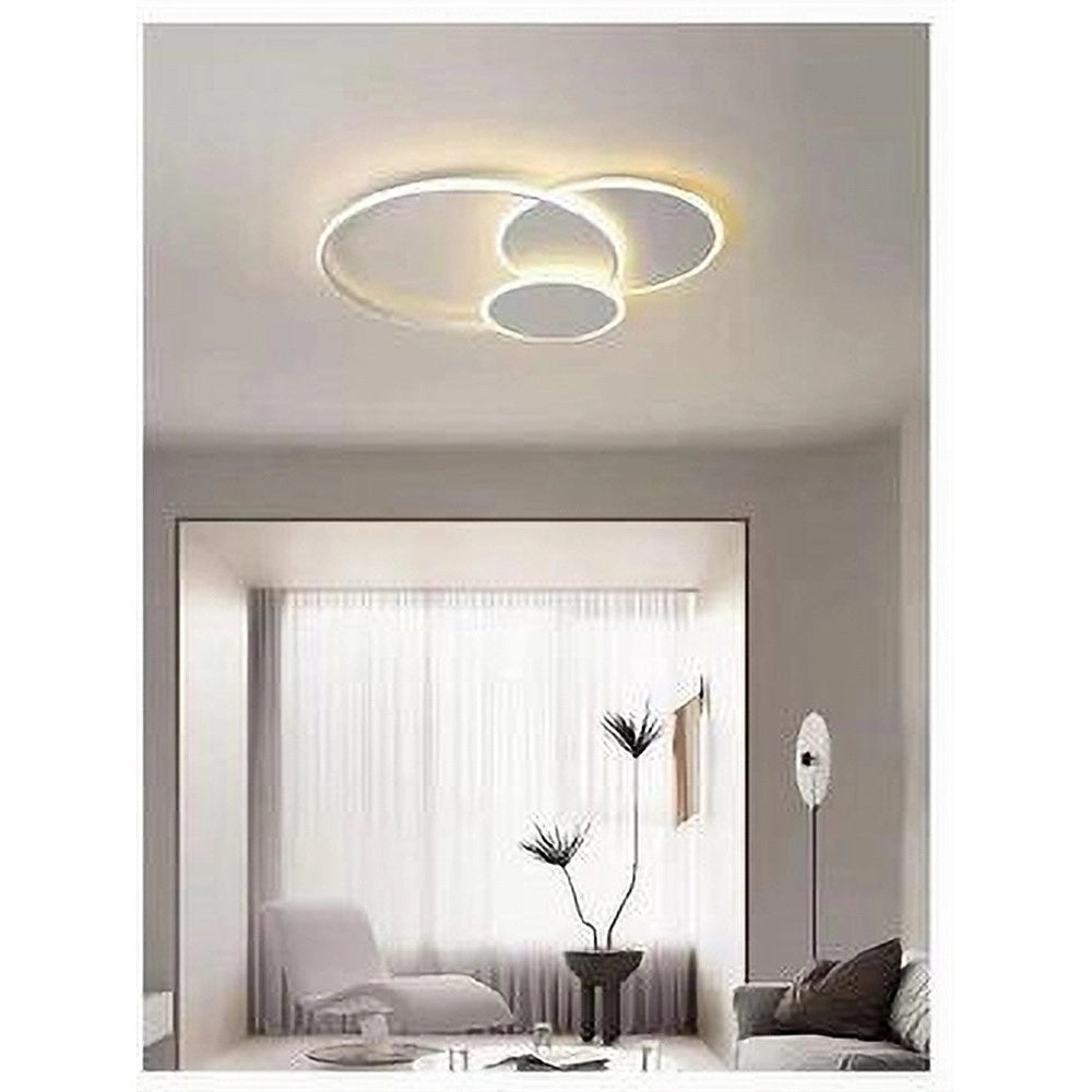 Trade Shop - Plafoniera Luce Naturale Led Cerchi 38w Lampadario Soffitto Bianco Moderno 50019 -