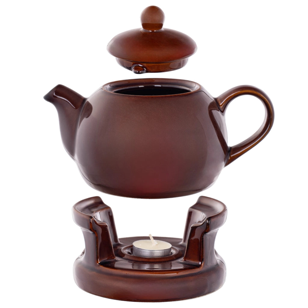 Teiera KADAX con scaldavivande, 1 litro, in ceramica, ideale come regalo.