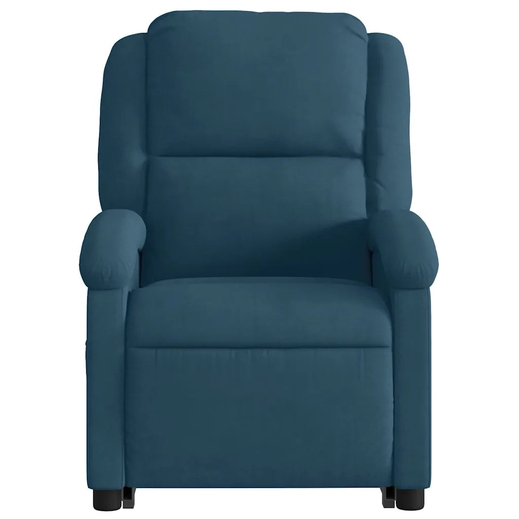 Poltrona Alzapersona Massaggi Reclinabile Elettrica Blu Velluto