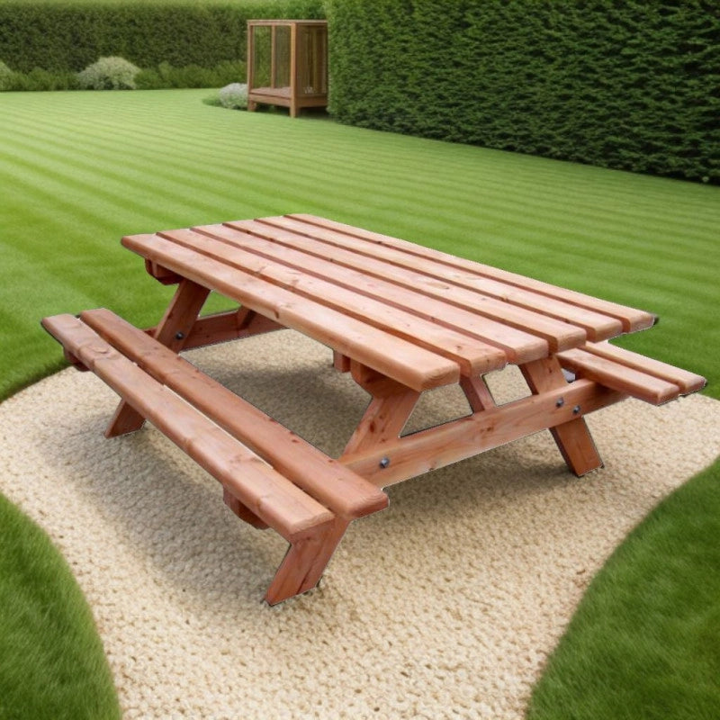 Tavolo da giardino in legno Douglas 190x162 cm – panca integrata 6 posti – spessore 45 mm – SJ-TFD7(TFD) Foresta