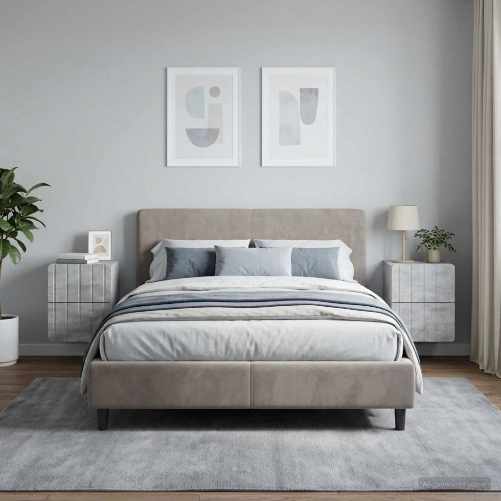 Mobiletto da notte a muro con cassetto 2 pcs Grigio Cemento 898302