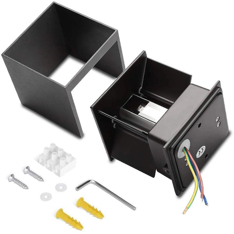 12W Applique LED parete muro impermeabile doppio fascio luce regolabile IP65 giardino facciate 230V NERO 4000K