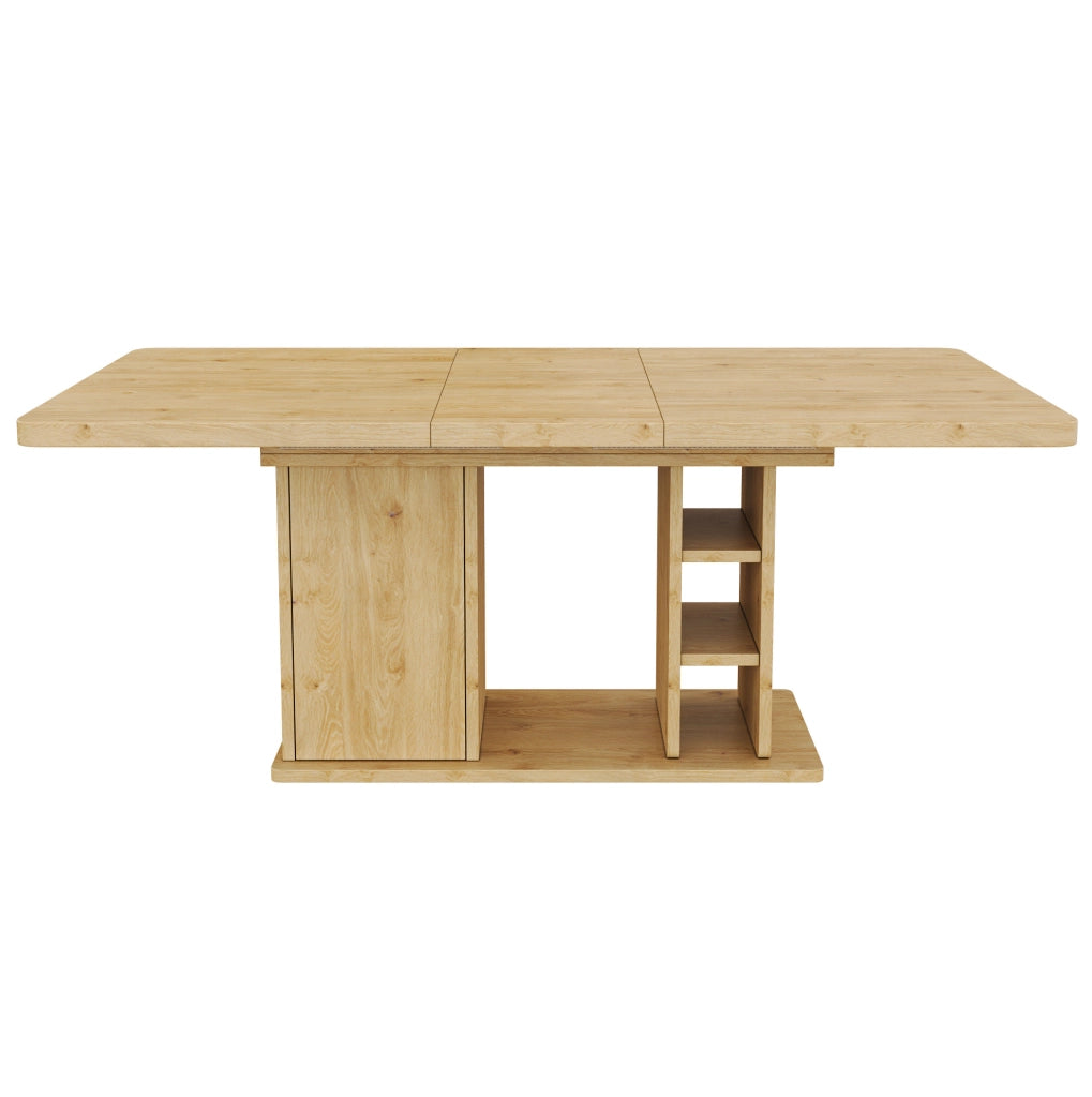 Tavolo da pranzo allungabile 140/180 x 80 cm in MDF colore rovere con vani portaoggetti