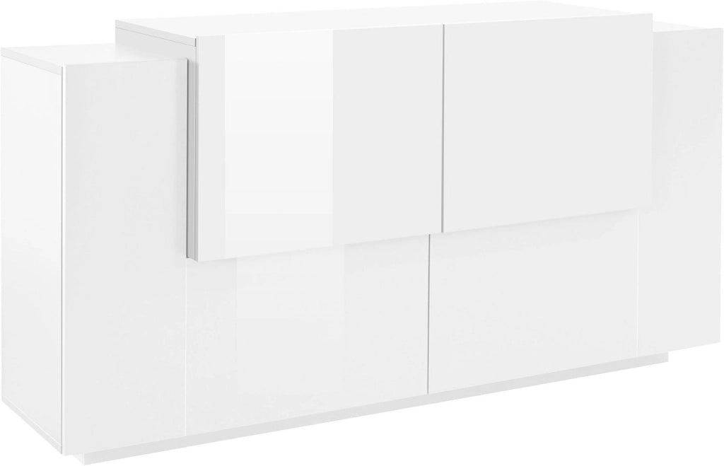 Credenza 4 Ante 160x45x86 cm Coro Bianco Lucido/Bianco