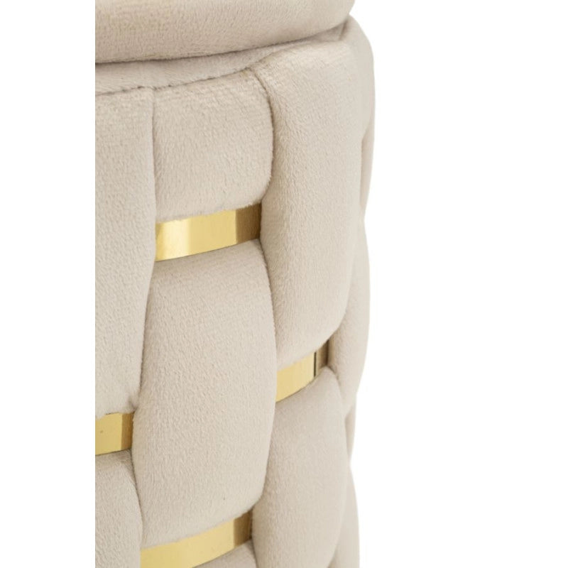 Puff Con Contenitore Shanty Crema Set 2 Pz cm ø 37x42-28x35