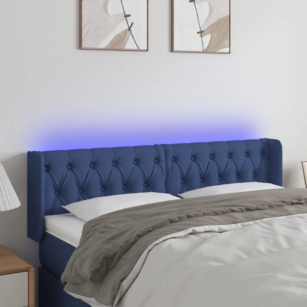Testiera | Testata a LED Blu 147x16x78/88 cm in Tessuto