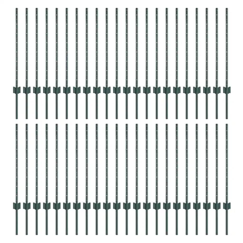 Palo della recinzione 44 pcs Verde 120 cm Acciaio 3335917