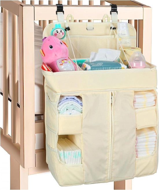 Organizzatore per cambi per bambini - Grande tavolo per cambi con contenitore per biberon e salviette - Beige per lettini, lettini da viaggio e auto