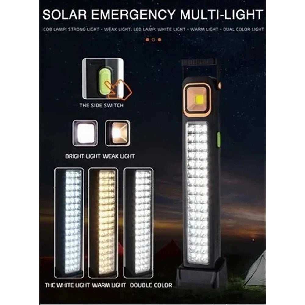 Trade Shop - Torcia Portatile Lampada Di Emergenza Ricaricabile Usb Solare 45led Luce Bianca -