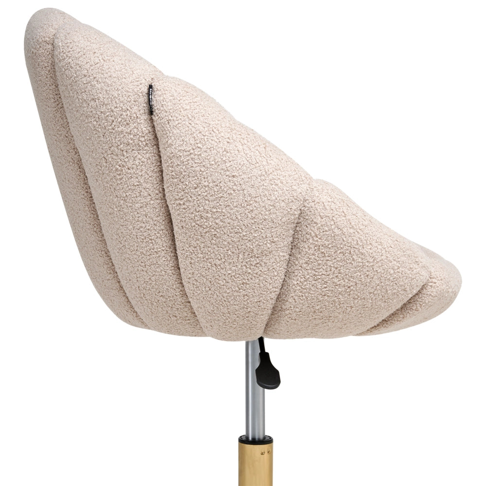 Elegante sedia da ufficio girevole in tessuto bouclè beige con base regolabile in altezza Design moderno Home Office
