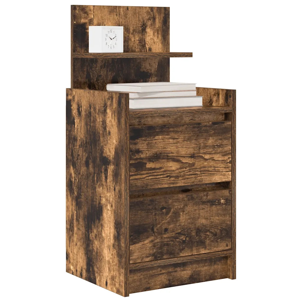 Comodini con 2 Cassetti 2 pz Rovere Fumo 38x34x80 cm