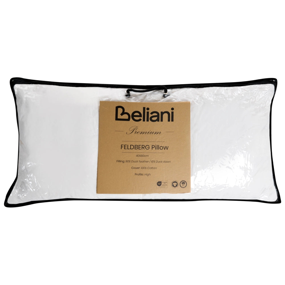 Cuscino da letto guanciale Cotone Bianco Piumino D'anatra e Piume 40 x 80 cm Alto Medio Morbido