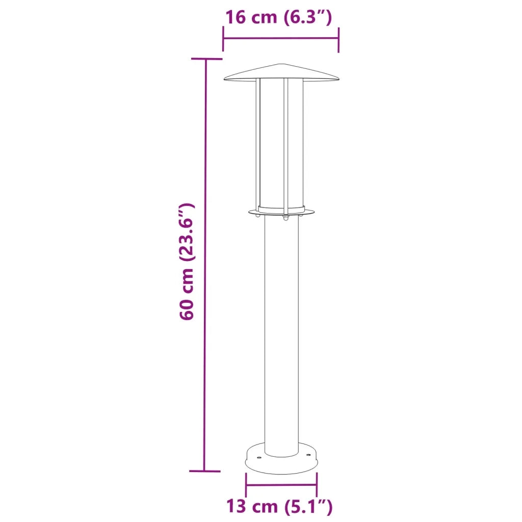 Lampada da Terra per Esterni Argento 60 cm in Acciaio Inox CFW2687562