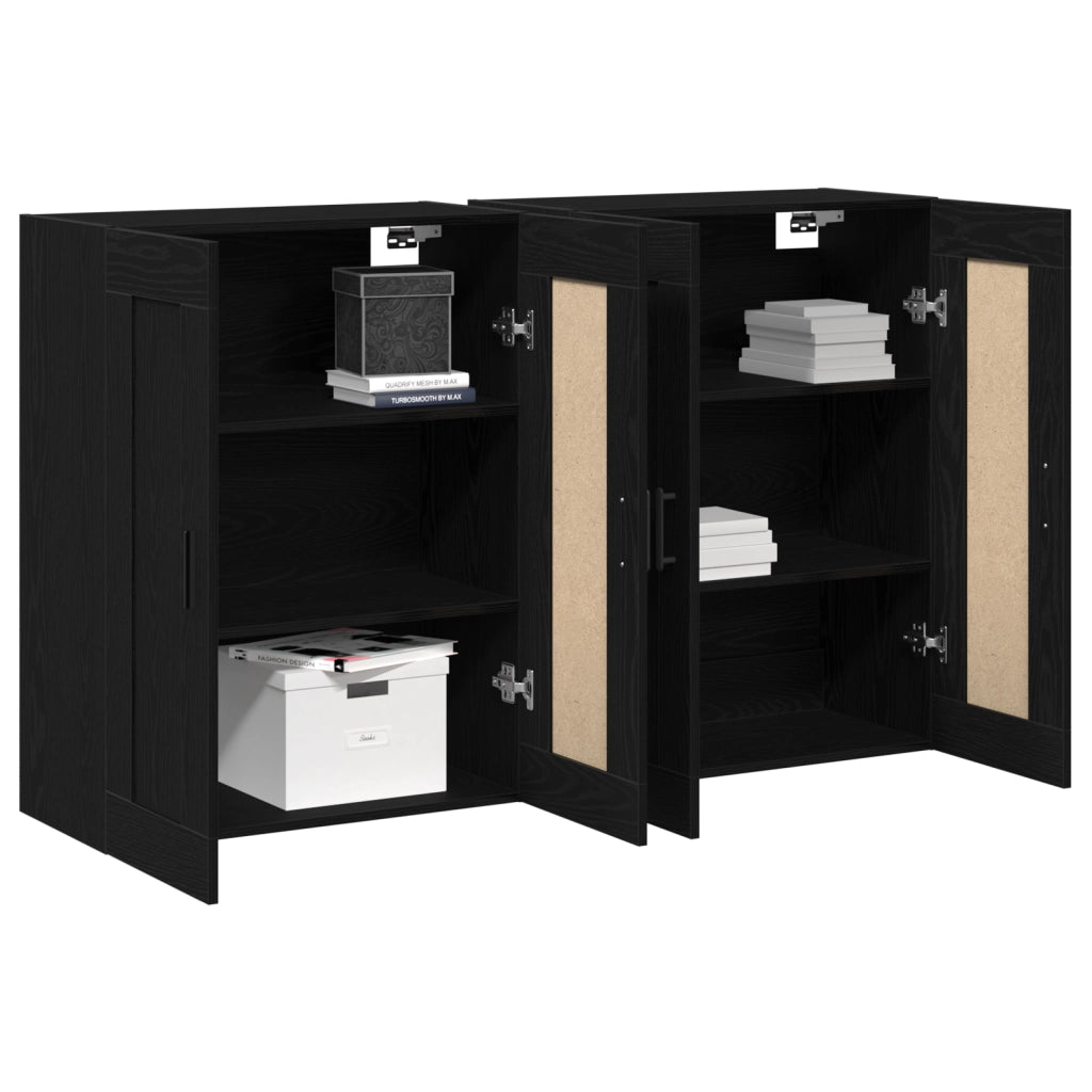 Armadi a Muro 2 pz Legno Ingegnerizzato Rovere Nero