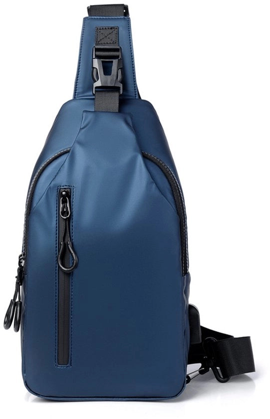 Borsa da spalla esterna grande capacità per uomo, tasca pettorale, borsa a tracolla corta, blu
