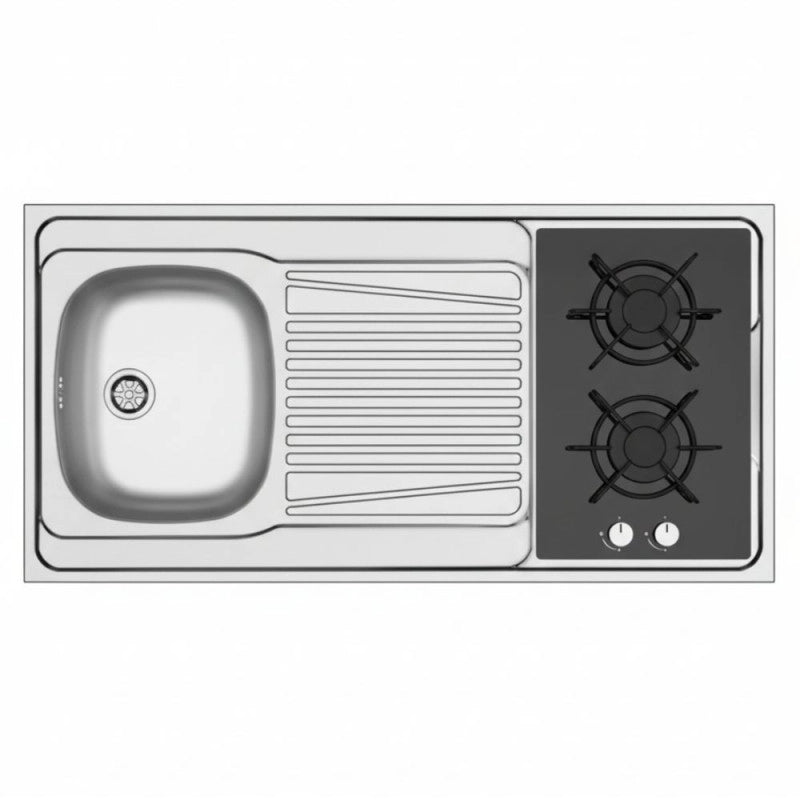 Lavello monoblocco reversibile Indiano120 1 vasca con foro per piano cottura da 30 cm. inox