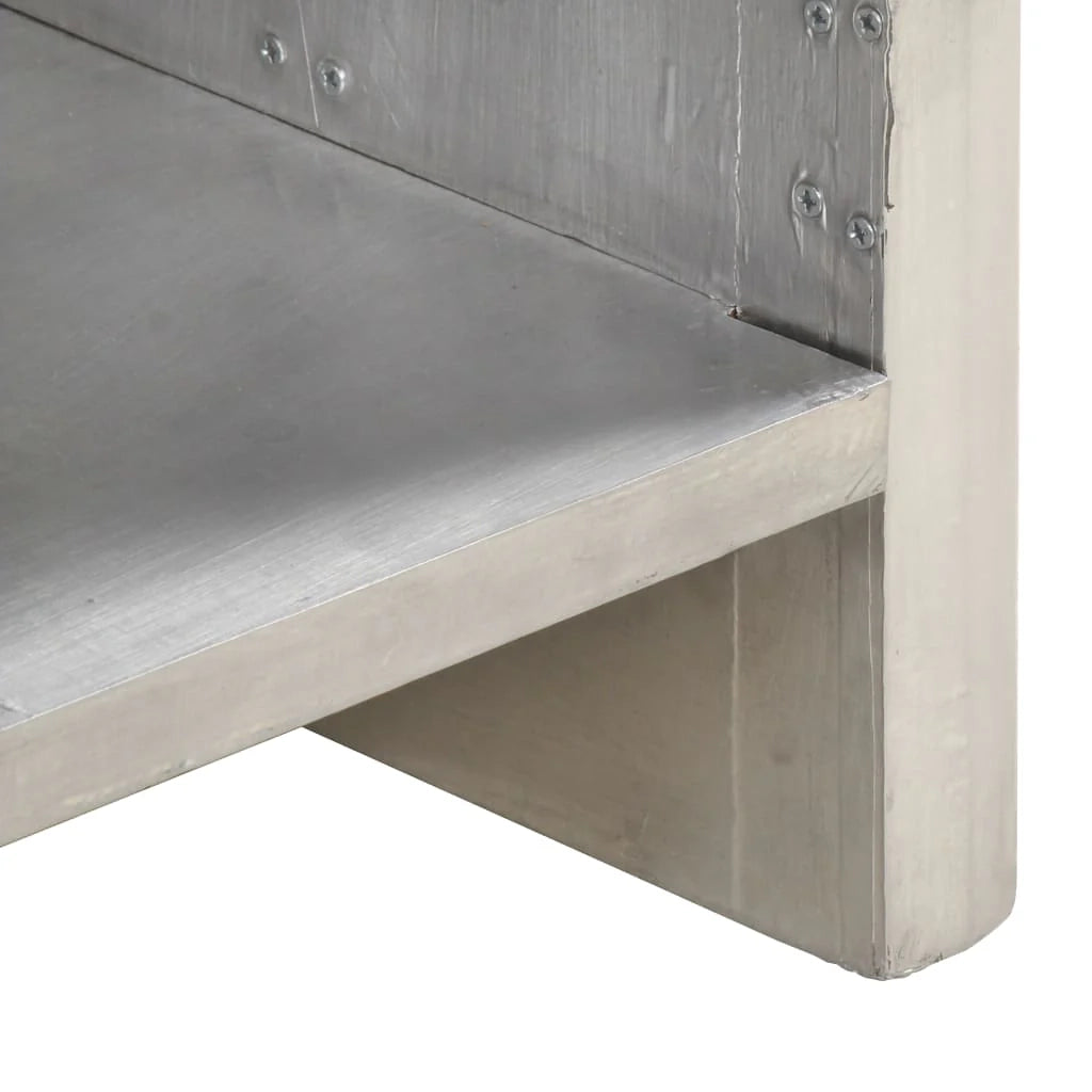 Credenza buffet cassettiera mobile contenitore organizer cucina soggiorno salotto stile aviatore 110 x 35 x 75 cm metallo Argento 02_0031751