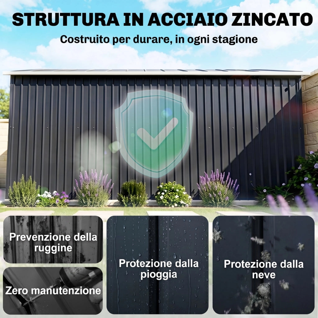 Casetta da Giardino ¨C zephmum ¨C Grigio Acciaio 322x277x192 cm
