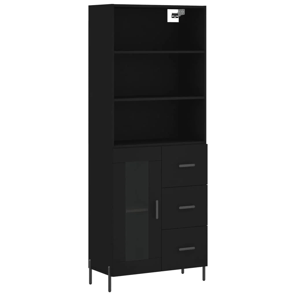 Buffet credenza cassettiera mobiletto mobile contenitore organizer cucina soggiorno salotto alto 69,5 x 34 x 180 cm legno ingegnerizzato nero 02_0035099