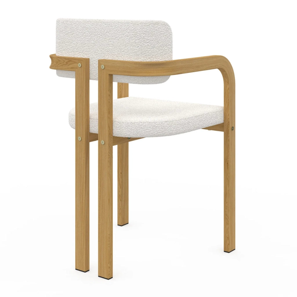 IDMarket - Set di 2 sedie da pranzo e poltroncine da tavolo ESMA in metallo effetto legno e tessuto bouclette con braccioli