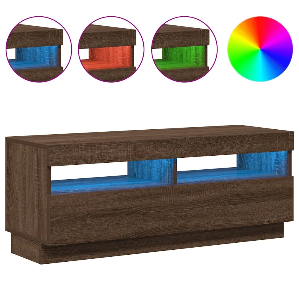 Mobile Porta TV con Luci LED-Mobile per TV-Credenza TV Rovere Marrone 100x35x40 cm