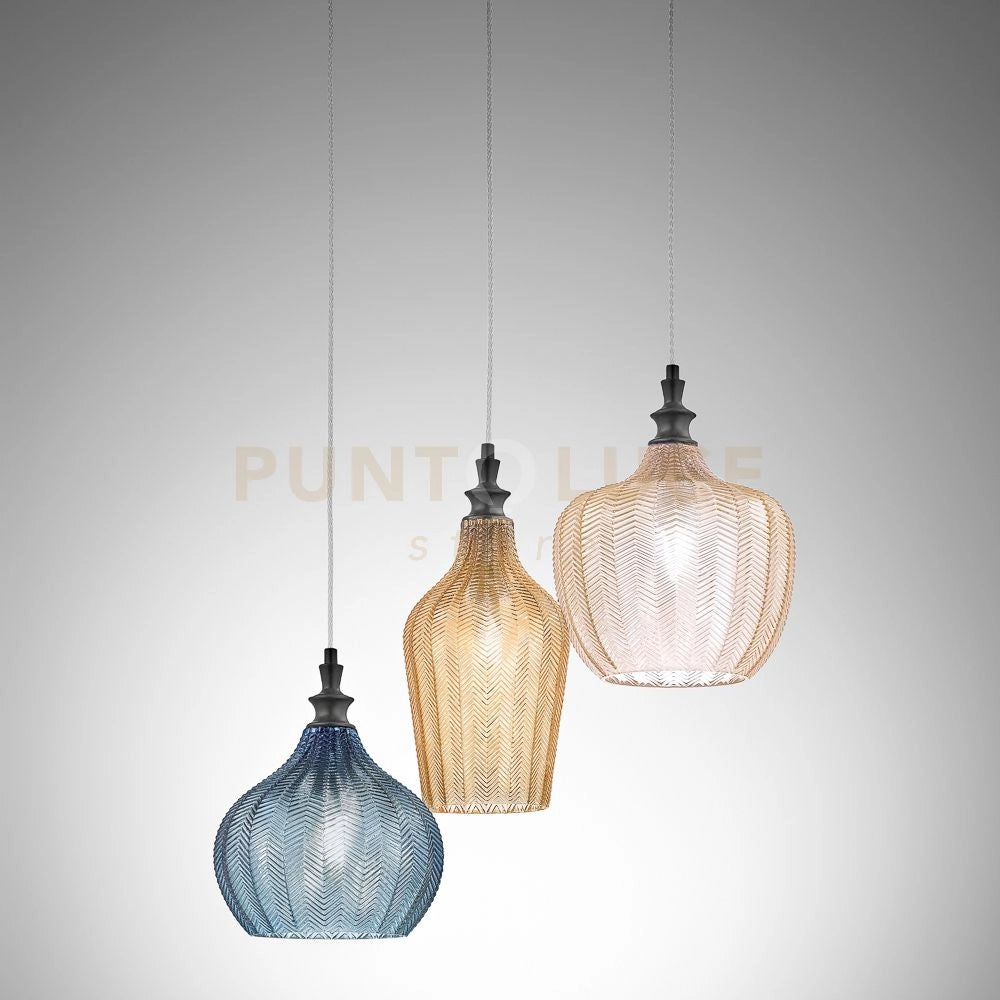 CLEOFE S/3 -LAMPADARIO A SOSPENSIONE 3 LUCI ATTACCO E27 IN VETRO COLORE MULTICOLOR