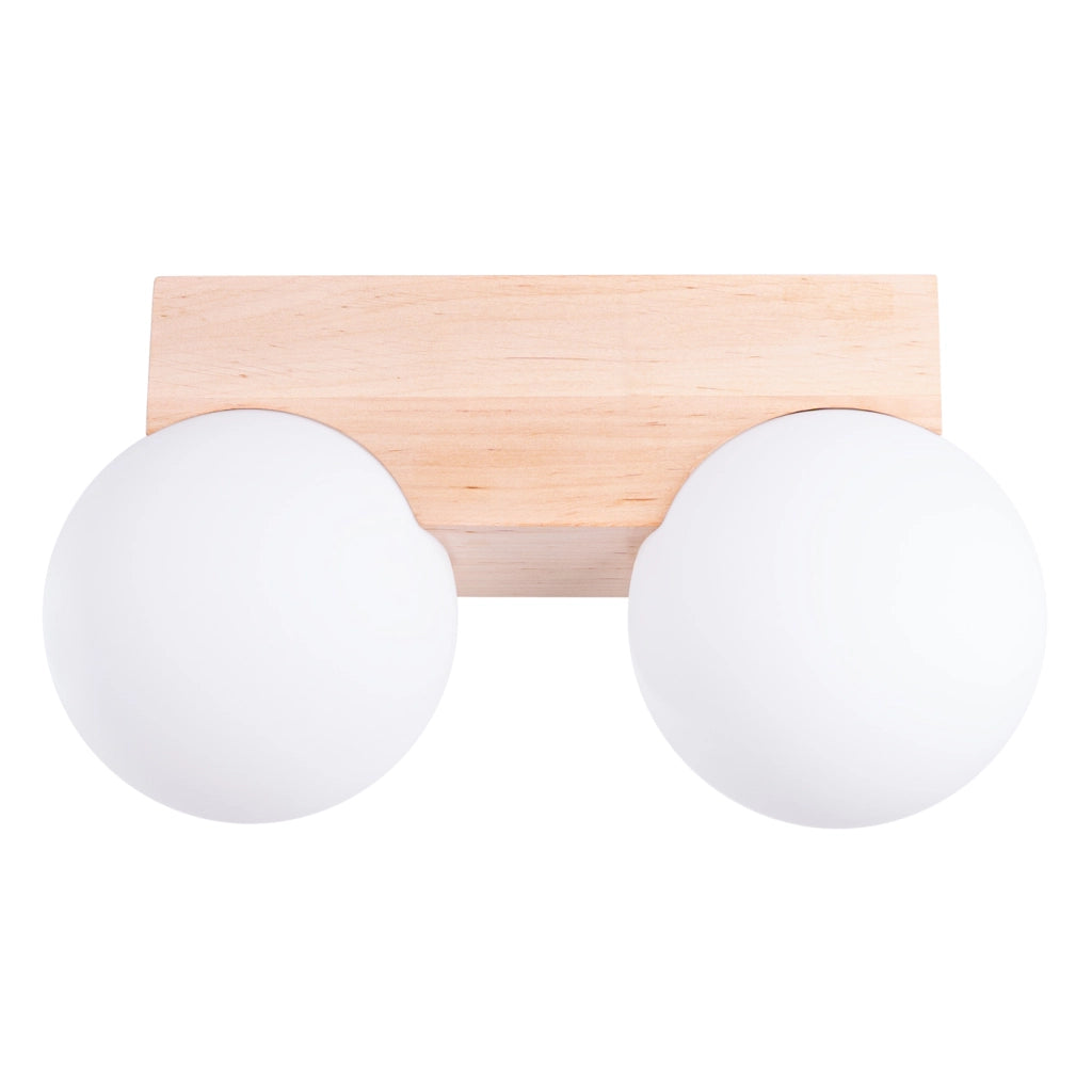Lampada a sospensione moderna BULBO Peach Puff a 2 luci in legno e vetro IP20