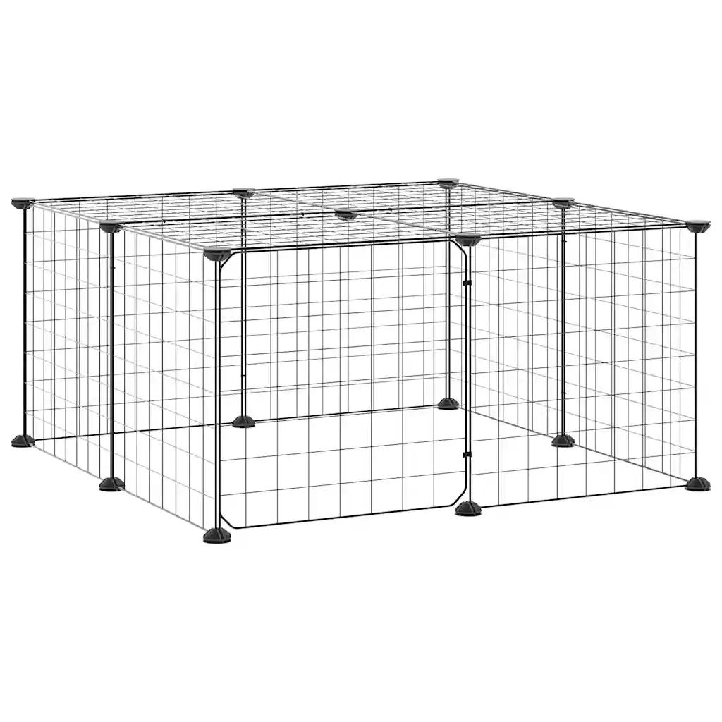 Gabbia per Animali 12 Pannelli con Porta Nero 35x35 cm Acciaio 3114051