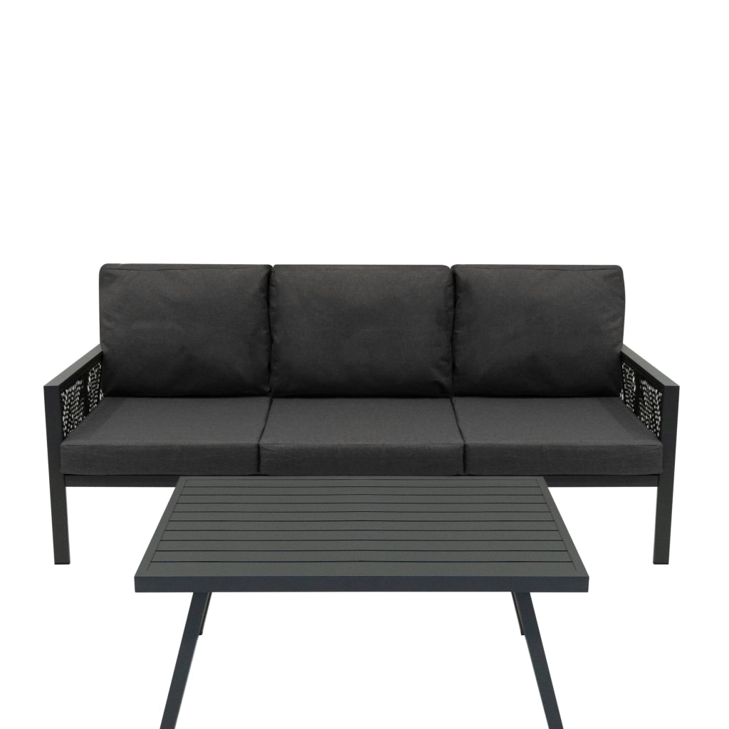 Set Mobili da Esterno 4 Pezzi in Alluminio Divano Tavolino Poltrone Grigio Antracite