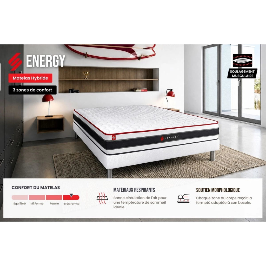 Materasso 200x200 cm Molle insacchettate e memory foam - Energy