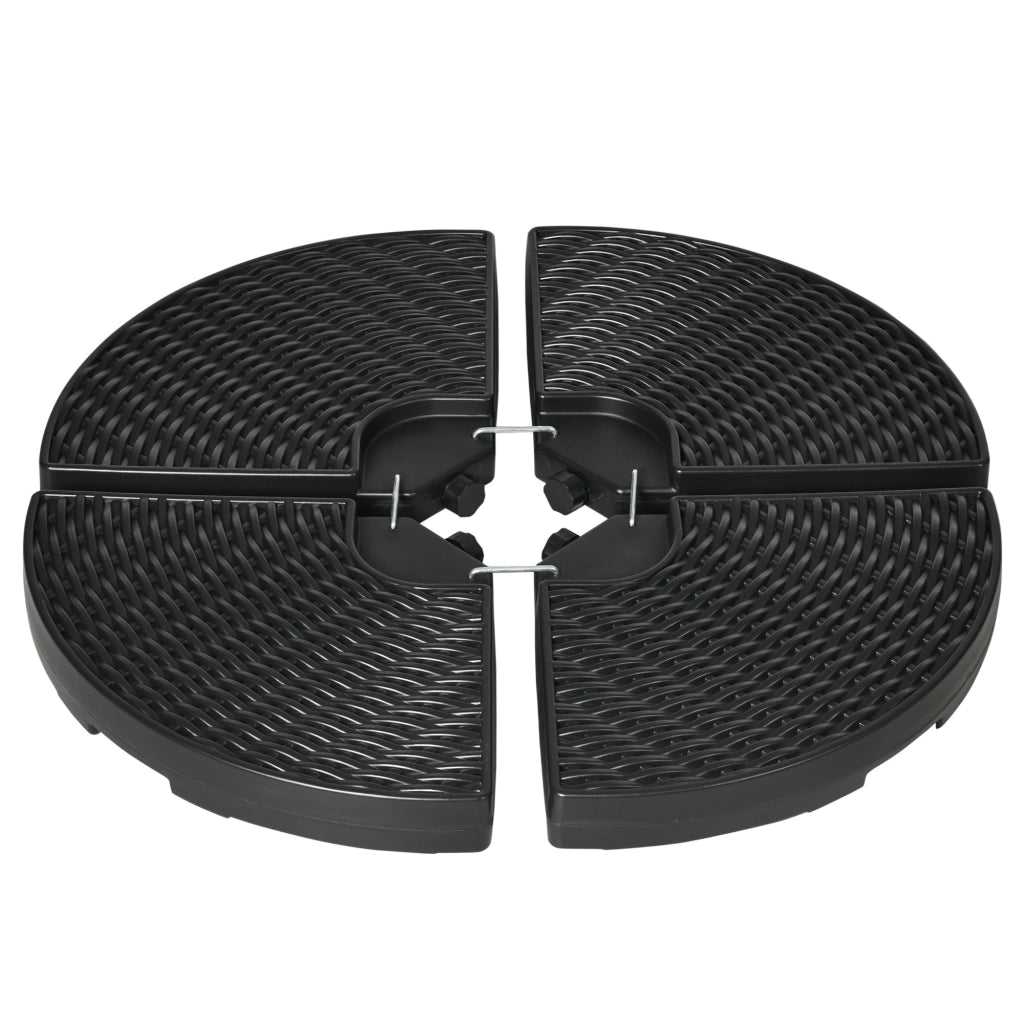 Base per Ombrellone a Braccio da 4 Pezzi in HDPE Riempibili con Acqua e Sabbia, ?100x8 cm, Nero