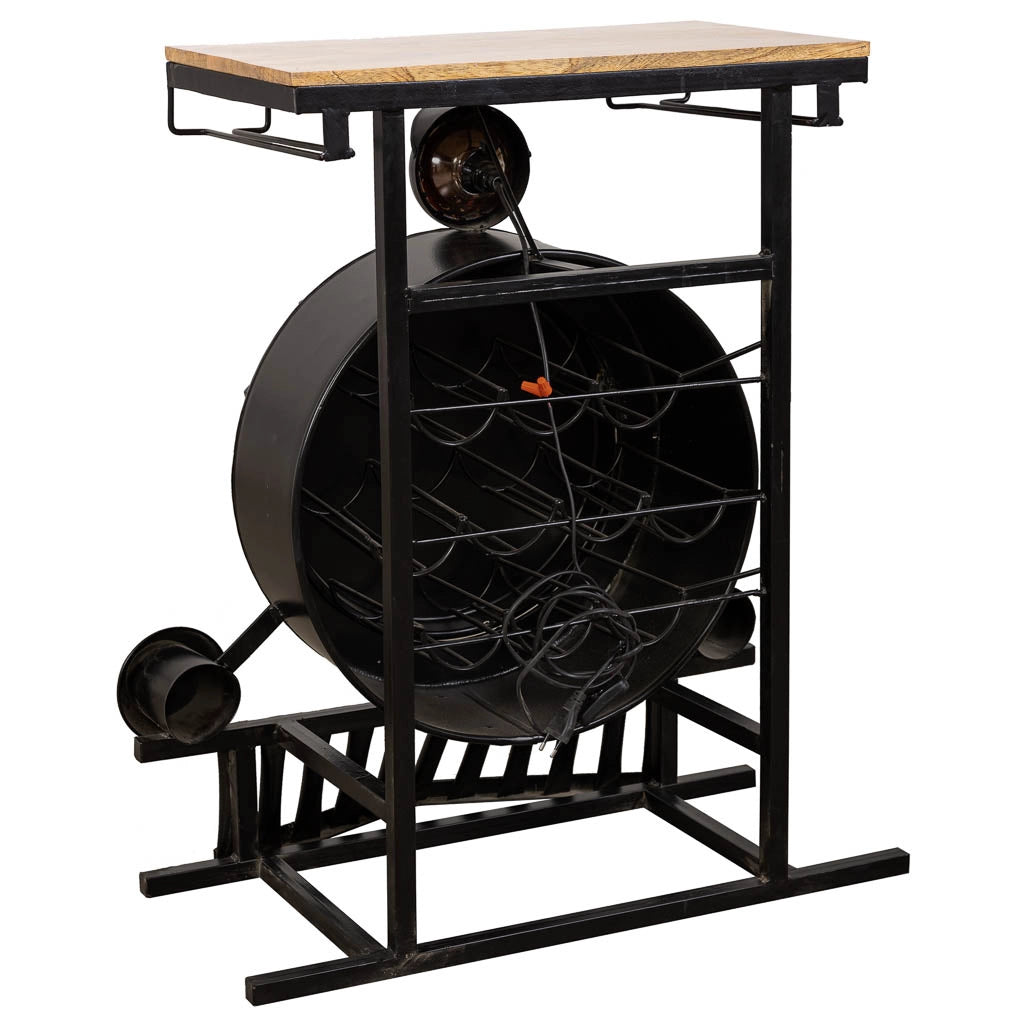Mobile bar locomotiva artigianale ferro legno 75x47x90 cm
