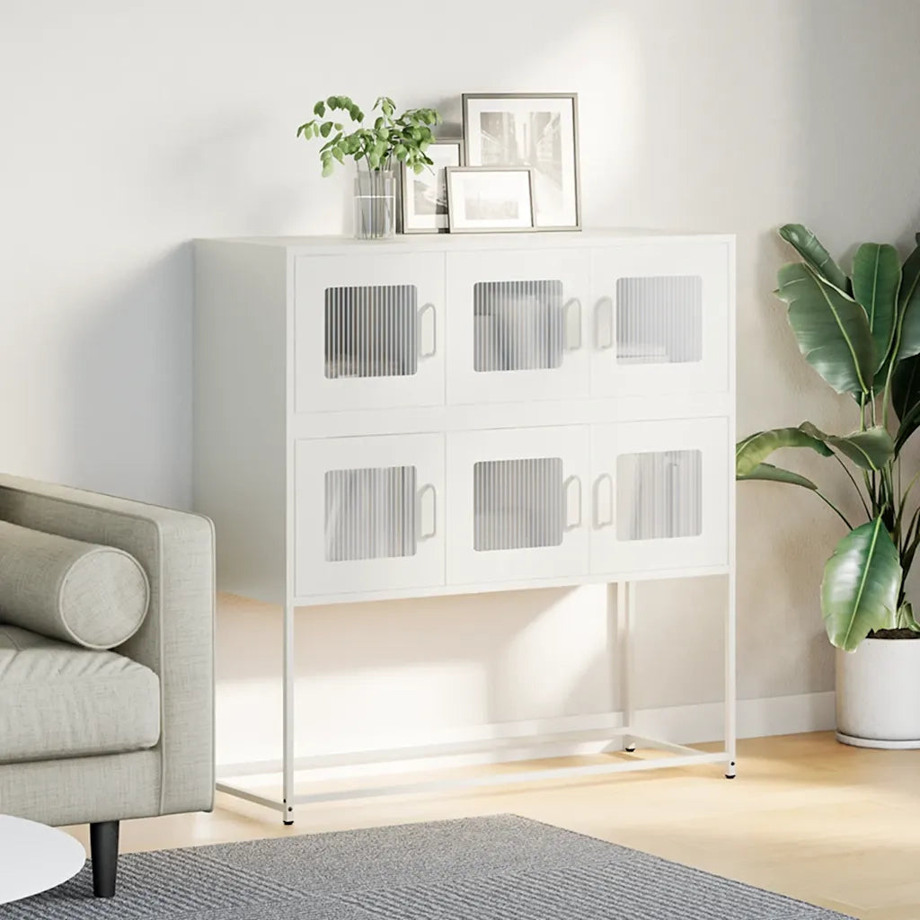 Credenza Bianca 100,5x39x107 cm in Acciaio Laminato a Freddo