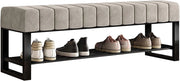 scarpiera Panca per Scarpe da Ingresso con Contenitore, Panca Imbottita con Scarpiera a 2 Ripiani in Boucle Arancione, Panca a Fine Letto per Camera da Letto per Armadio Corridoio Soggiorno Fango