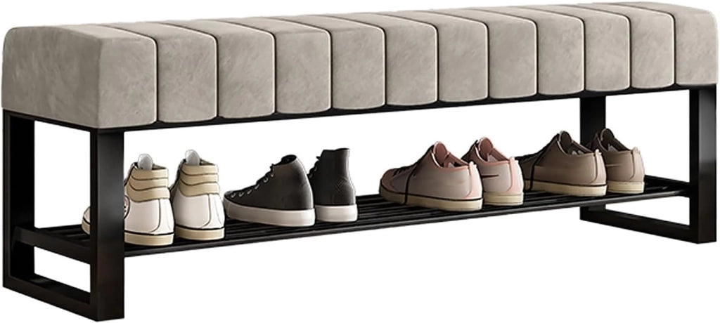 scarpiera Panca per Scarpe da Ingresso con Contenitore, Panca Imbottita con Scarpiera a 2 Ripiani in Boucle Arancione, Panca a Fine Letto per Camera da Letto per Armadio Corridoio Soggiorno Fango