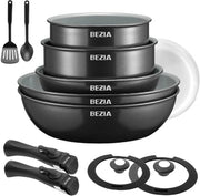 Set di Pannine Antiasfissanti - Cucina - Cucina e Cucina - Pannine Antiaderenti - Con Rivestimento Ceramico - Con Maniglie Rimovibili - 13 Delig
