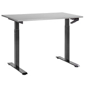 Scrivania regolabile manualmente in altezza Piano del tavolo legno grigio Telaio in acciaio nero 120 x 72 cm Piedi quadrati Design moderno Ufficio