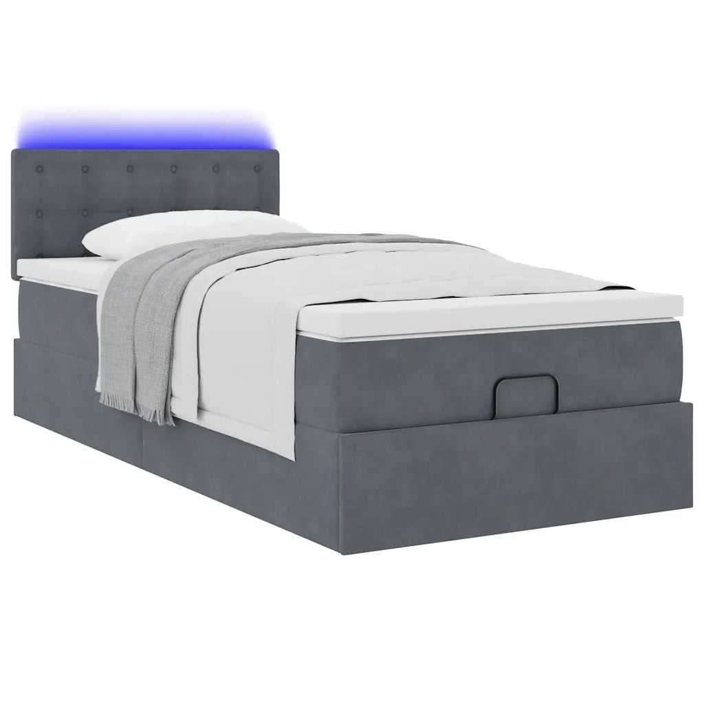 Struttura Letto Pouf con Materasso 90x190 cm in Velluto
