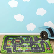 Tappeto per Bambini - Coperta da Gioco 120 x 80 cm - Disegno Stradale - Per Bambini Ragazzi e Ragazze - Per Camera da Letto - Camera da Gioco - Camera dei Bambini - Velluto con Cristalli - Antiscivolo