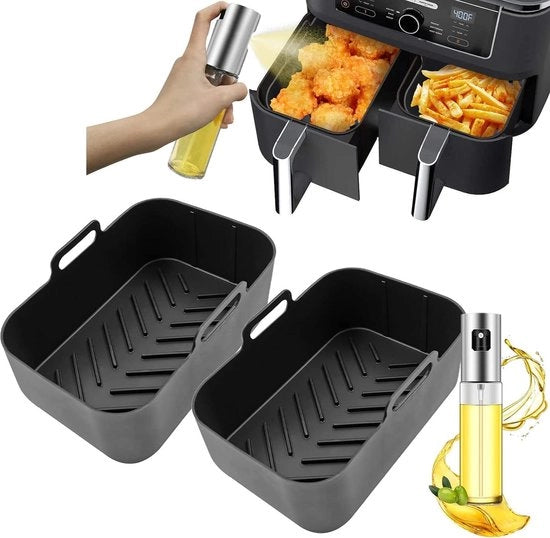 Lavelli in Silicone per Frittelle Riproducibili per Air Fryer - 2 Pack con Dispensatore di Olio